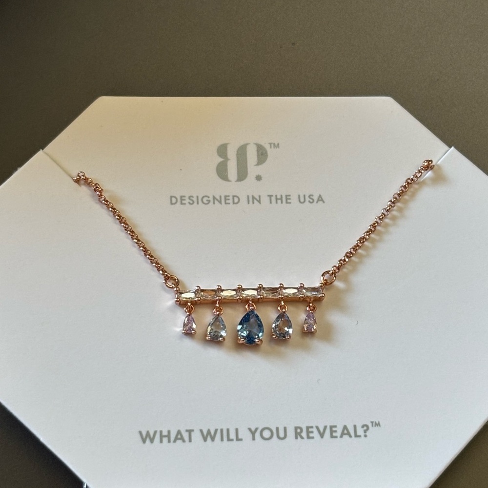 Gold and Blue Minimalist Necklace with Gemstone Accents